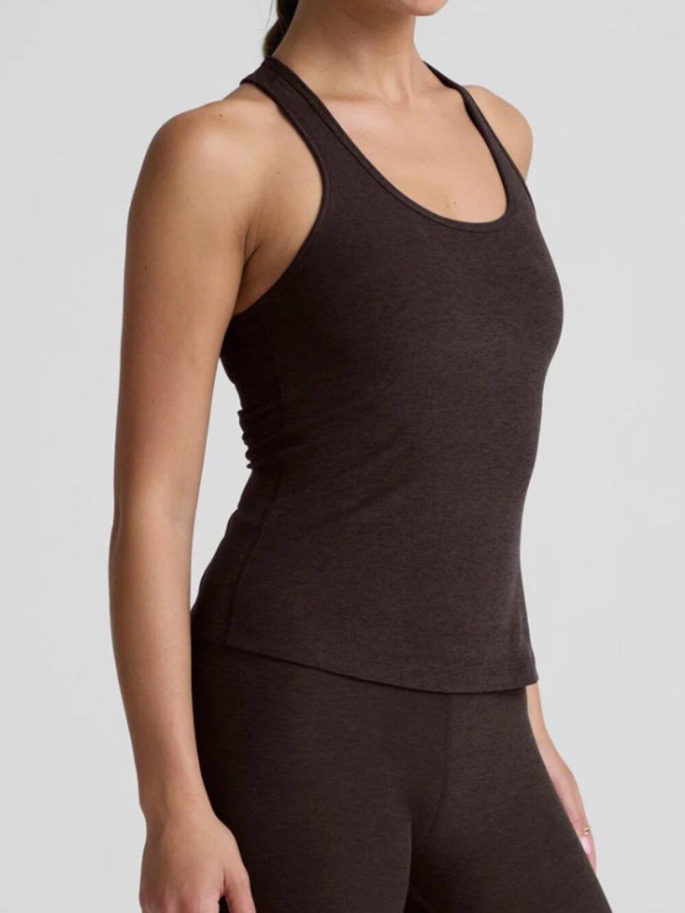 Beyond Yoga -  Spacedye™ Step Up Racerback Tank - Dark Chocolate - XS